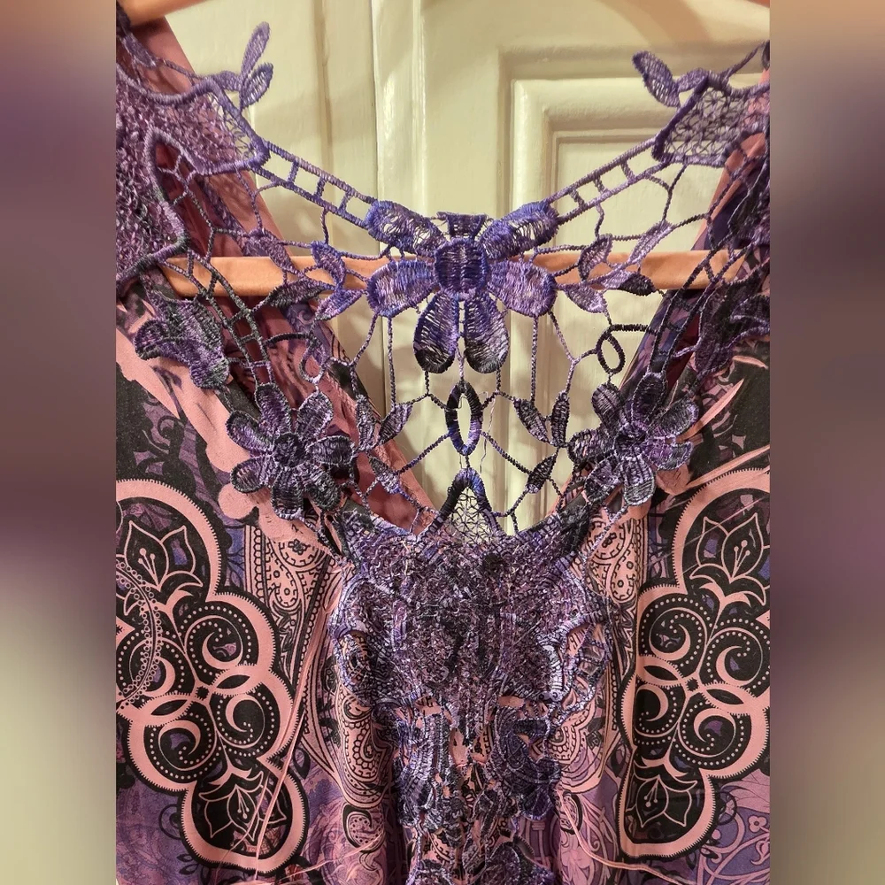 ONE WORLD Pink and Purple Women's Dress - Picture 6 of 15